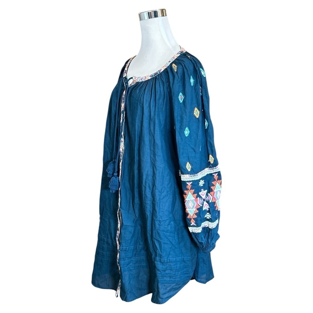 Sundance Women's Mini Dress Blue/Green Aztec Embroidered - Picture 2 of 7